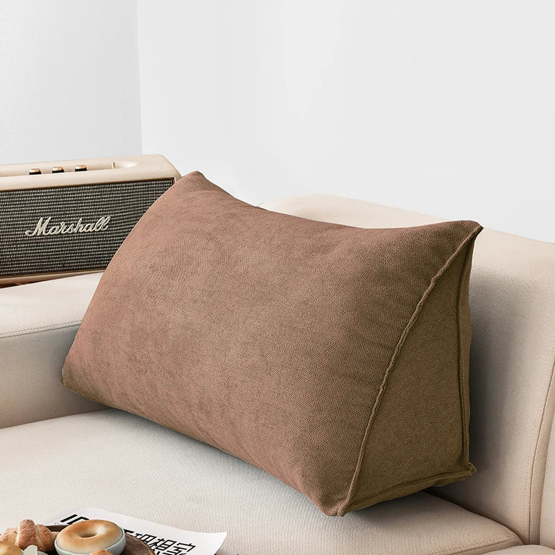 Soft Sofa Triangle Back Cushion Cover – Rectangular Bed Headboard Backrest Support Pillowcase with Pockets
