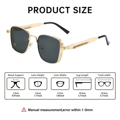 KUIMIM Steampunk Driving Sunglasses – Vintage Metal Frame UV400 Spring Hinge