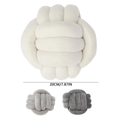 Nordic Velvet Knotted Round Cushion 20cm – Soft Decorative Pillow for Sofa, Bed & Kids Room