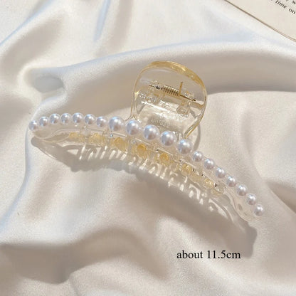 Korean Big Pearl Hair Claw Clip – Elegant Hairgrip Barrette for Women & Girls