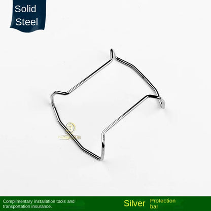 Silver protection bar labeled 'Solid Steel' on a white background