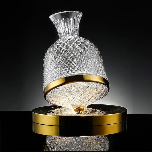 360° Rotating Wine Decanter – 1500ml Crystal Glass Aerator Jug