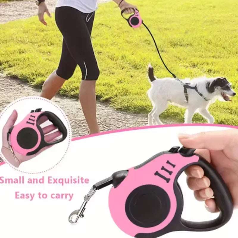 Retractable Dog Leash 3M / 5M – Durable Nylon Lead for Small Dogs & Cats