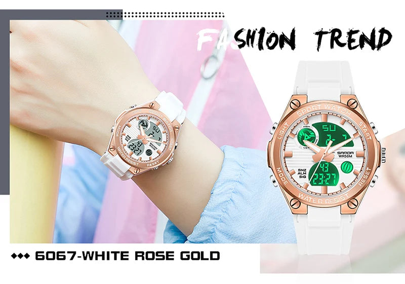 SANDA Brand G Style LED Digital Watch Women Sport Chronograph Lady Quartz Wristwatch 50m Waterproof Female Girl Electronic Clock