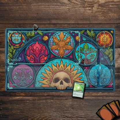 MTG Playmat – Mysterious Natural Elements Magic Card Gaming Mat with Zones | 60x35cm Desk Mat