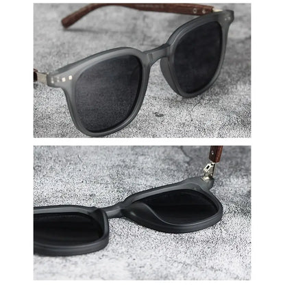 Retro Wood Grain Sunglasses – UV400 Square Frame for Men & Women