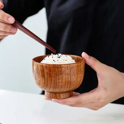Japanese Jujube Wood Round Soup Bowl – Large Creative Children's Rice & Tableware Bowl