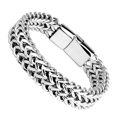 Stainless Steel Magnetic Buckle Bracelet – Fish Scale Braided Chain | Unisex