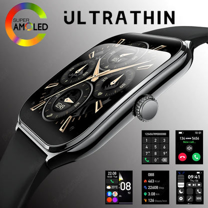 Ultra Thin Smartwatch 1.96" AMOLED – Always-On Display, Call Reminder, Compatible with Huawei & Android
