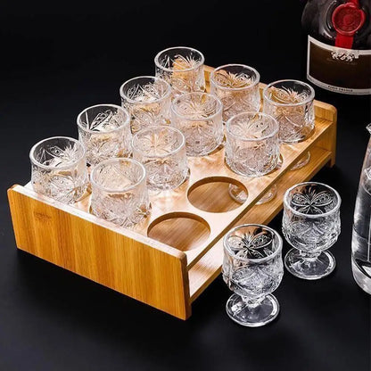 Diamond Carved Crystal Goblet – 6pcs High Foot Glass for Bar & Restaurant