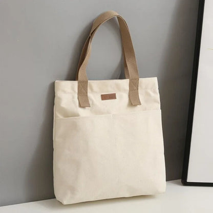 1Pc Women's Tote Bag Canvas Sewing Thread Large Capacity Advanced Sense Handbag Convenient Practical Female's Commuter Bag - BeeTrendyShop.COM