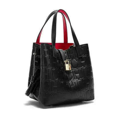 CH Large Capacity Handbag Luxury Brand Temperament Letter Print with Lock Design 2025 Trendy Women's Crossbody Bag - BeeTrendyShop.COM