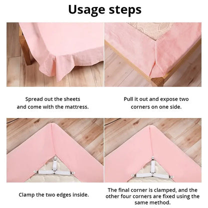 4Pcs Adjustable Bed Sheet And Quilt Holder for Bed Sheet Organizer Mattress Cover Clip For Home Elastic Straps Adjustable Clips - BeeTrendyShop.COM