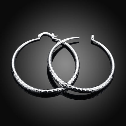 925 Sterling Silver 5cm Circle Hoop Earrings – Classic Fashion Jewelry for Women