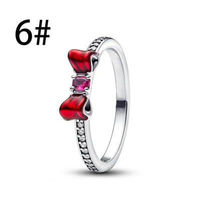 925 Sterling Silver Pink Bow Zircon Jewelry Set – Ring, Earrings, Bracelet & Necklace