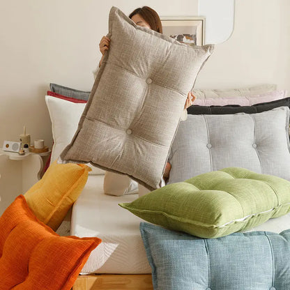 Large Square Headboard Cushion 60x60x18cm – Soft Sofa Backrest & Reading Pillow for Bedroom & Tatami