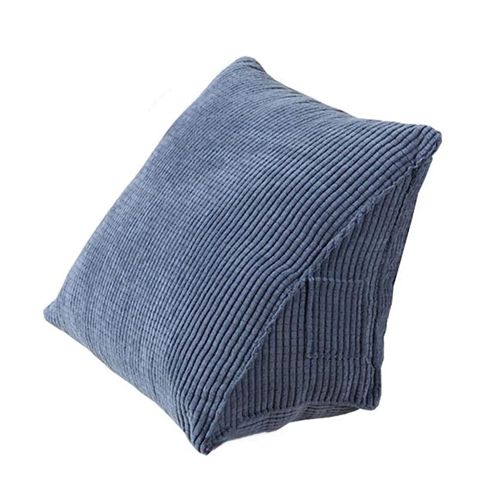 Corduroy Triangle Backrest Pillow 40x36x20cm – Wedge Reading & Support Cushion with Side Pocket for Bed, Sofa & Office