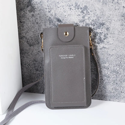 solid color fashion simple shoulder bag slung mobile phone bag women's driver's license card wallet - BeeTrendyShop.COM