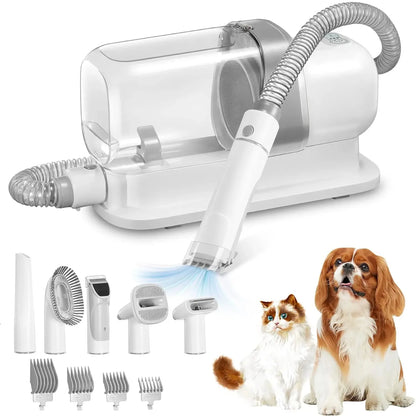ATUBAN Dog Grooming Vacuum Kit – 2.3L Capacity, 5 Tools, Low Noise Pet Clipper