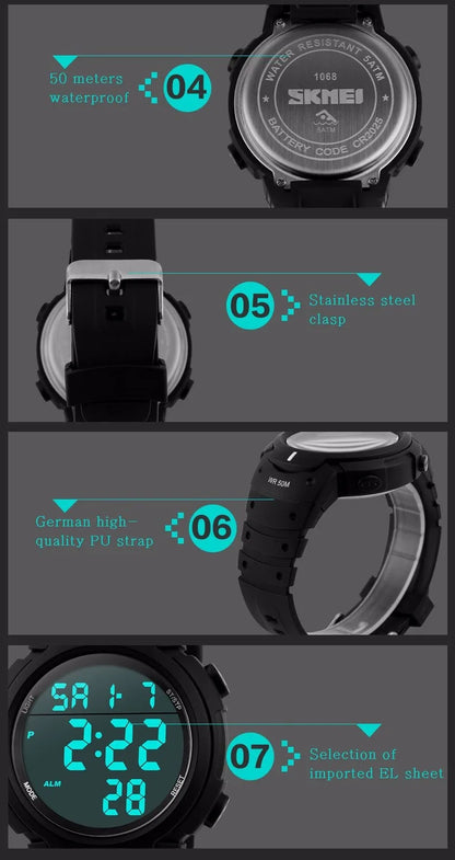 Fashion Men Sports Watches Clock Male LED Military Watch Waterproof Outdoor Dress Wristwatches Men Electronics Wristwatches - BeeTrendyShop.COM