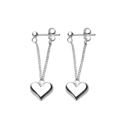 Hollow Heart Hoop Earrings – Geometric Silver Fashion Jewelry for Women & Girls