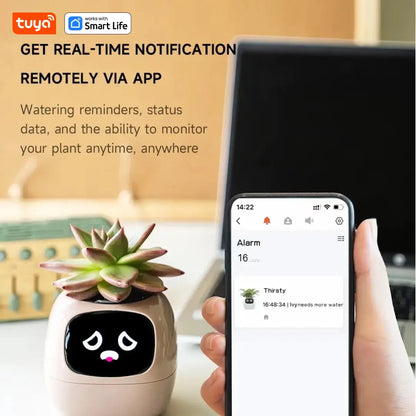 Smart Planter, Over 49 Rich Expressions,7 smart sensors,AI Chips Make Raising Plants Easy and Fun - BeeTrendyShop.COM