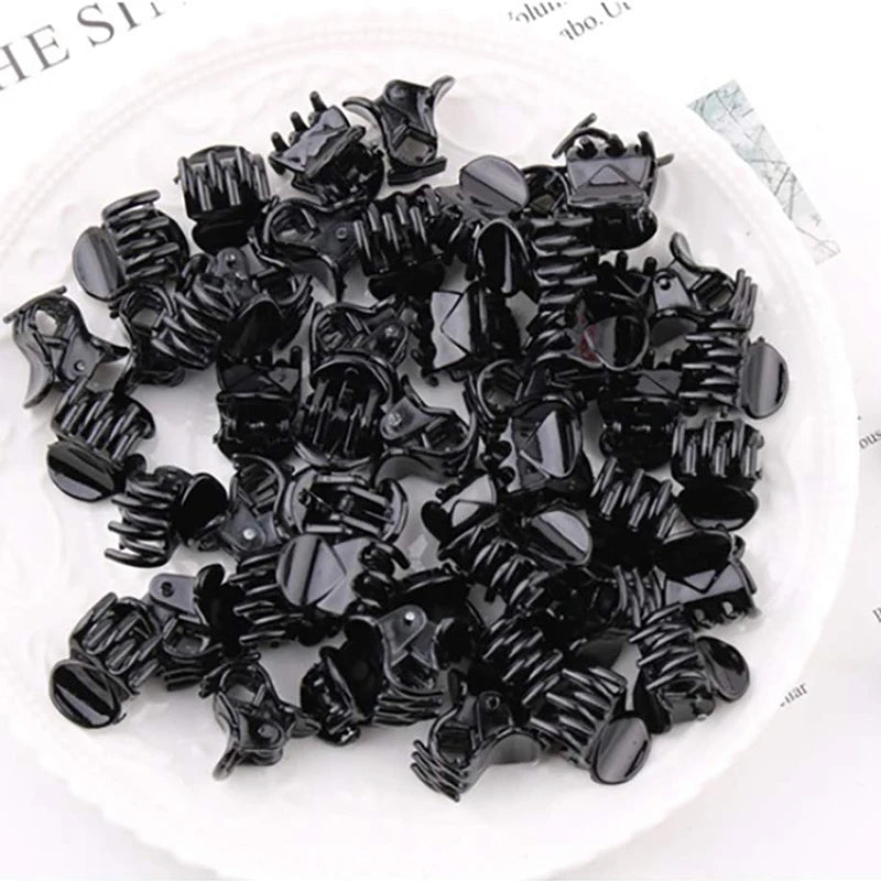 Mini Black Hair Claw Clips – Plastic Ponytail Hairpins for Women & Girls (10/20/30Pcs)