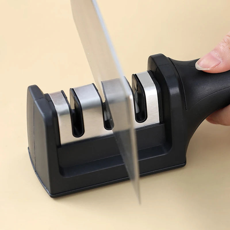 Handheld 3-Stage Knife Sharpener – Multi-Function Quick Sharpening Tool with Non-Slip Base