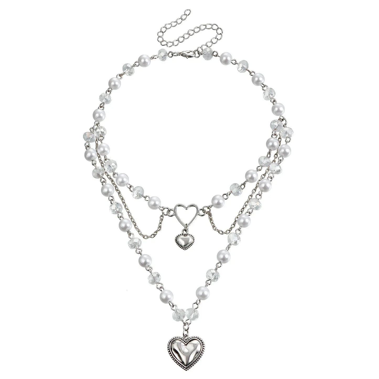 Layered Necklaces Heart Pendant Chain Jewellery Women Y2k Choker Glass Neck Collier Colar Feminino Cadenas Para Mujer for Girls