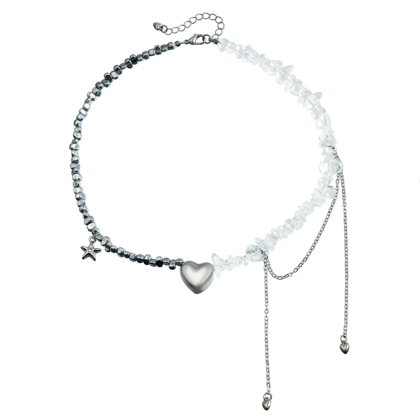 Layered Necklaces Heart Pendant Chain Jewellery Women Y2k Choker Glass Neck Collier Colar Feminino Cadenas Para Mujer for Girls