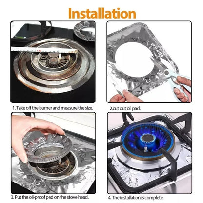 Disposable Aluminum Foil Burner Covers – Oil-Proof Gas Cooktop Stove Liners for Easy Cleaning | 20pcs