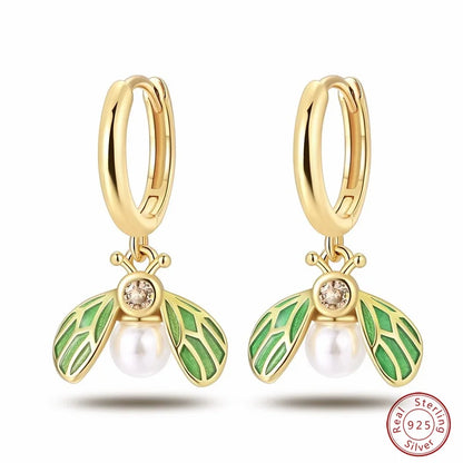 Pandach 925 Silver Pearl Bee Star Moon Stud Earrings – Trending Fashion Jewelry for Women
