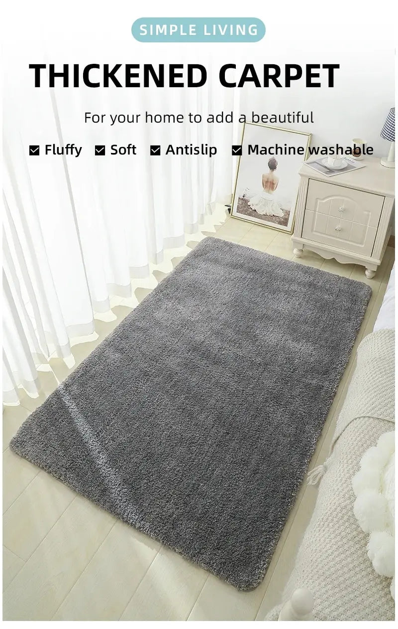Modern Minimalist Solid Color Floor Mat, Square Long Plush, Thickened Absorbent Carpet, Bathroom Door Mat, Non Slip Mat - BeeTrendyShop.COM