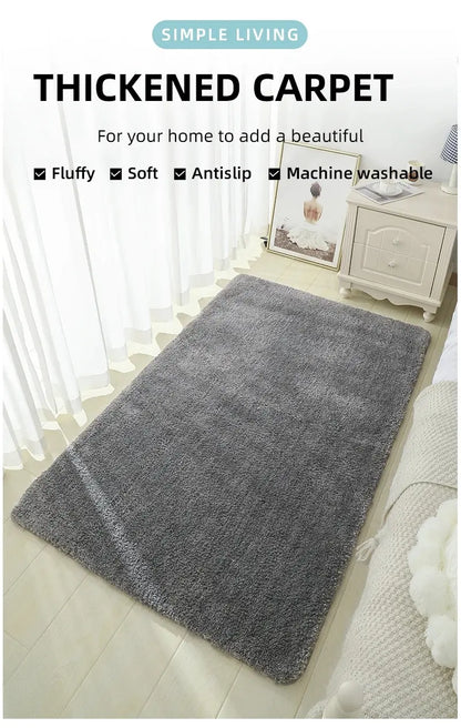 Modern Minimalist Solid Color Floor Mat, Square Long Plush, Thickened Absorbent Carpet, Bathroom Door Mat, Non Slip Mat - BeeTrendyShop.COM