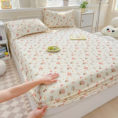 Cartoon Kids Fitted Bed Sheet – Elastic Band Mattress Cover for Single & King Size Children's Bedding