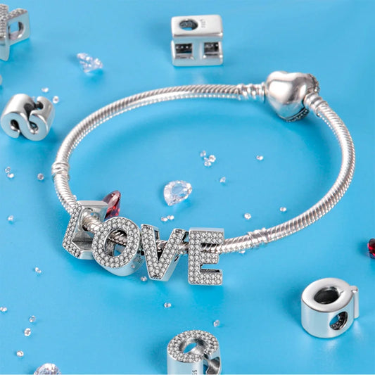 Charms 925 Silver Plated 26 Alphabet Letters Charms Beads Fit 3mm 925 Original Bracelets Fine DIY Birthday Jewelry Gifts