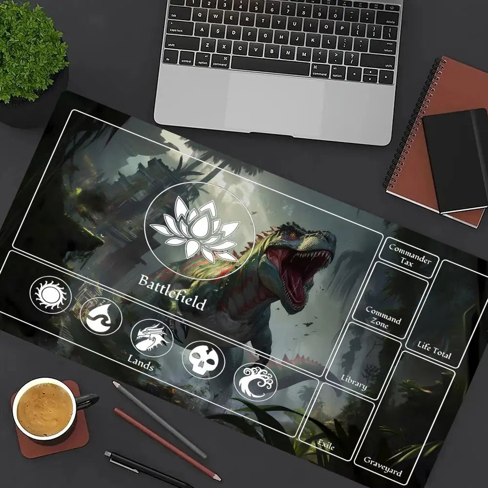 Jungle Dinosaur Gaming Playmat – Durable Rubber MTG & TCG Card Game Mat | 35x60cm Large Mouse Pad