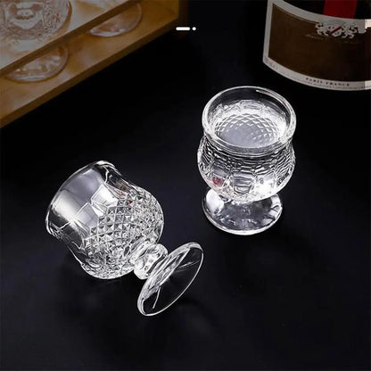 Diamond Carved Crystal Goblet – 6pcs High Foot Glass for Bar & Restaurant