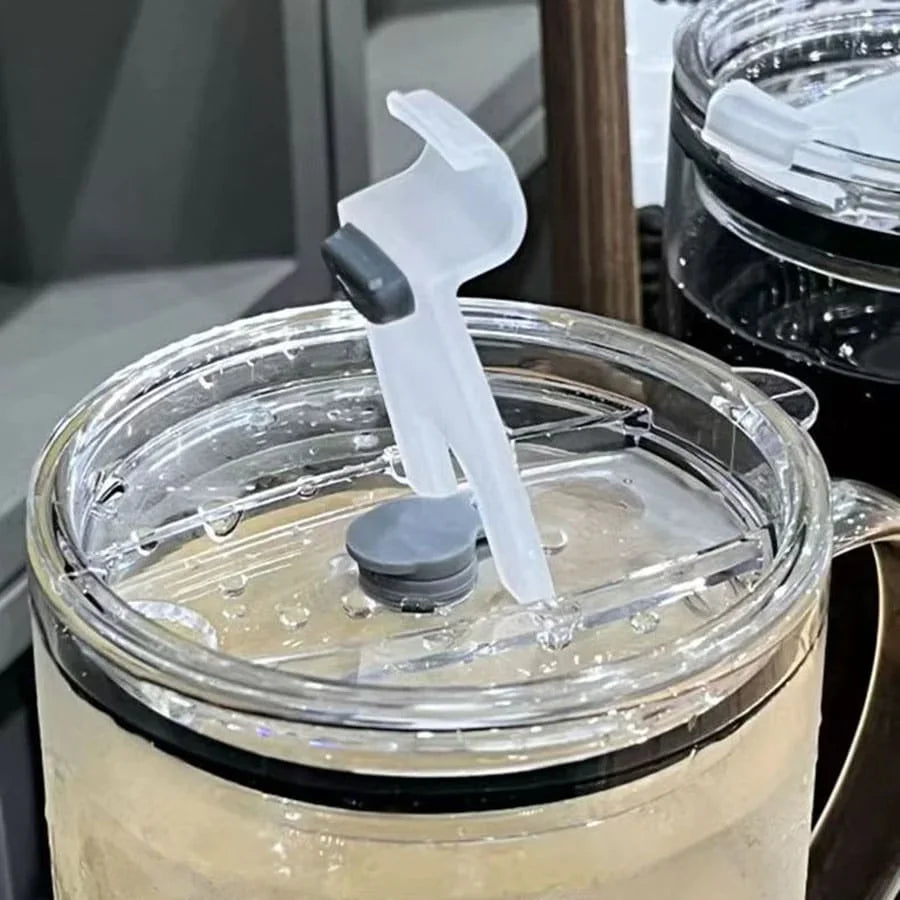 1L Large Glass Cup with Lid & Straw – Iced Coffee Juice Water Mug