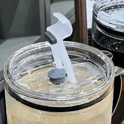 1L Large Glass Cup with Lid & Straw – Iced Coffee Juice Water Mug