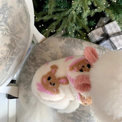 Cozy Fleece Dog Coat - Bear-Design Winter Jacket for Small Breeds - BeeTrendyShop.COM
