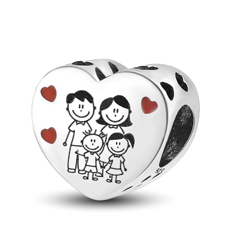 925 Sterling Silver Heart, Flower, Clover & Turtle Charm Bead – DIY Birthday Jewelry