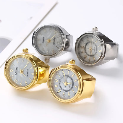 Vintage Punk Finger Watch Mini Elastic Strap Alloy Watches Couple Rings Jewelry Clock Retro Roman Quartz Watch Rings Women Men - BeeTrendyShop.COM