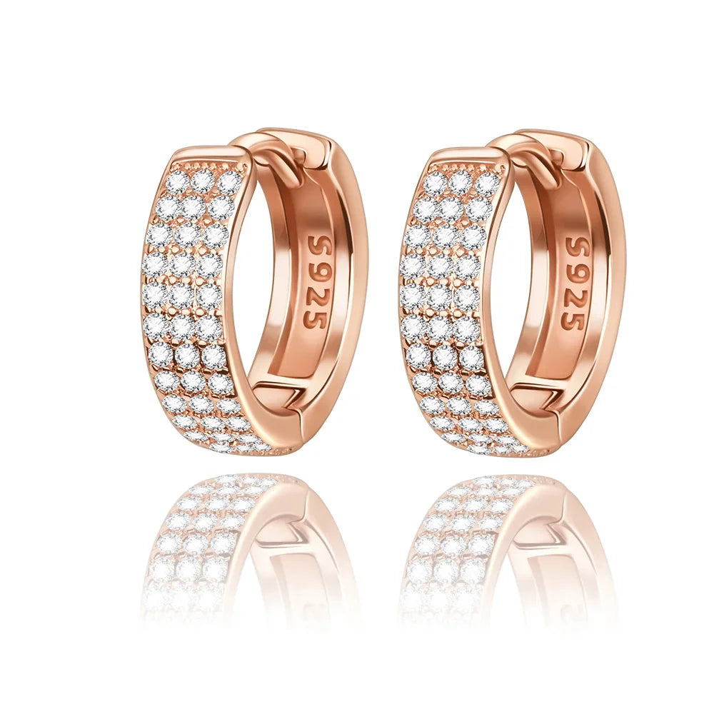 Sparkling Hoop Earrings 925 Sterling Silver Moon Pearl Heart Crystal Luxury Romantic Earing Fit Woman Wedding Party Jewelry Gift