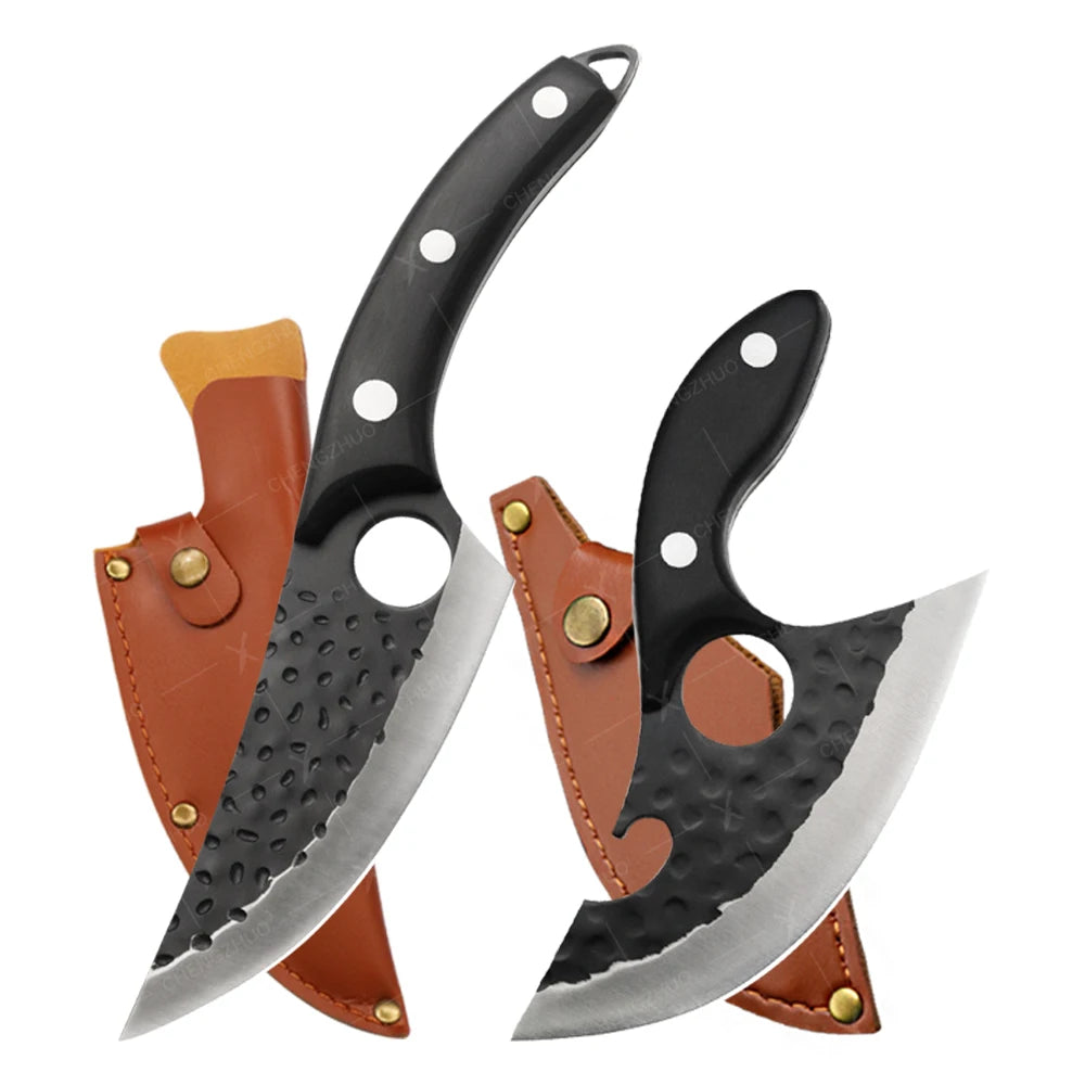 Handmade Forged Meat Cleaver Chef Knives Butcher Boning Knife Kitchen Knives Fishing Knife Fruit Barbecue Knife with Cover