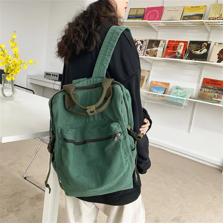 Canvas Backpack Vintage School Bag