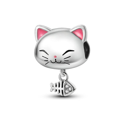 Silver Cute Animal Charm Bead – Penguin & Avocado Dangle Pendant for Bracelets
