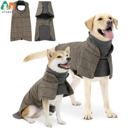 English Plaid Dog Vest - Fleece Lined Windbreaker with Traction Eyelets
