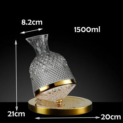 360° Rotating Wine Decanter – 1500ml Crystal Glass Aerator Jug