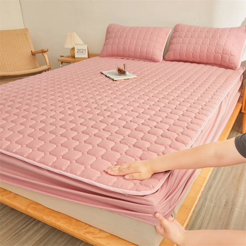 Couple Double Elastic Fitted Bed Sheet – Mattress Cover 140/160x200 Queen Size Bed Linen